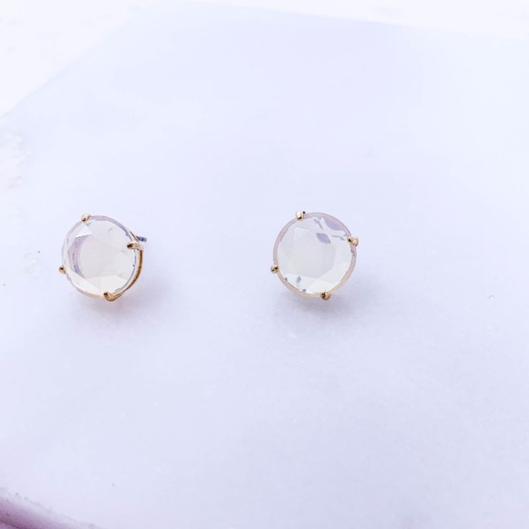 Des Feli Jewelry - Large Opal Round Stone Earrings